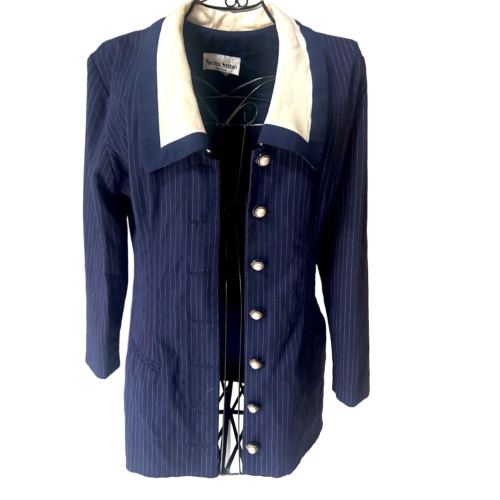 Vintage Nicole Sudio Navy Pinstripe Blazer